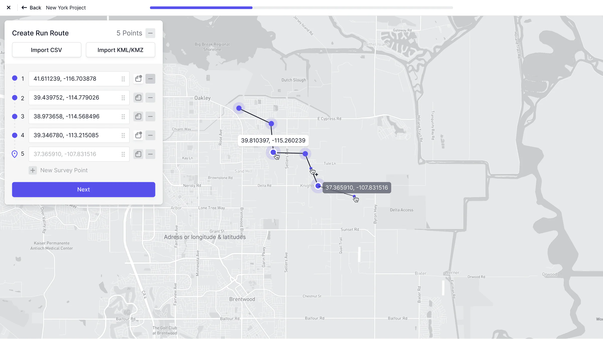 New project flow — create a route — final solution