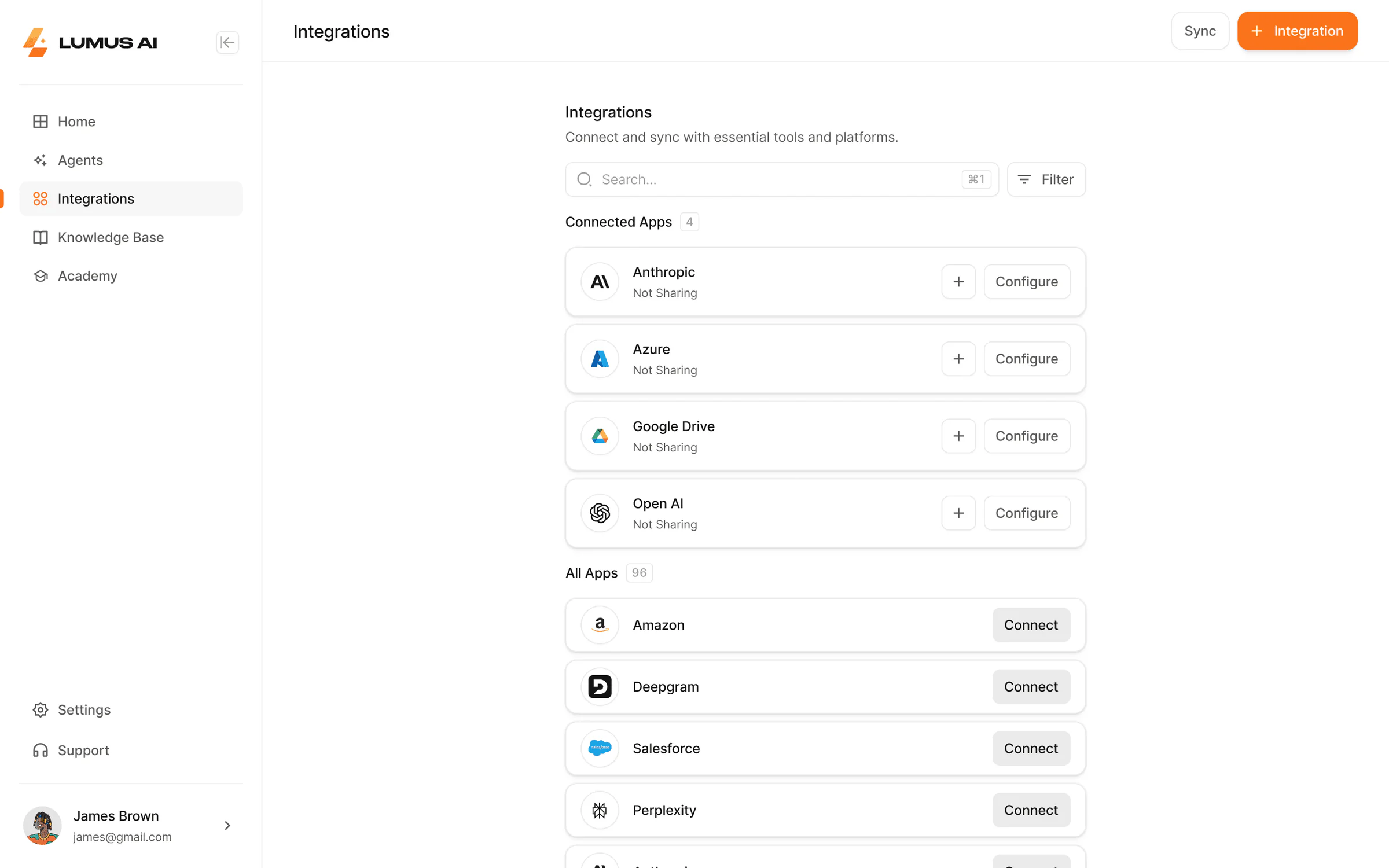 Integrations Page — final solution