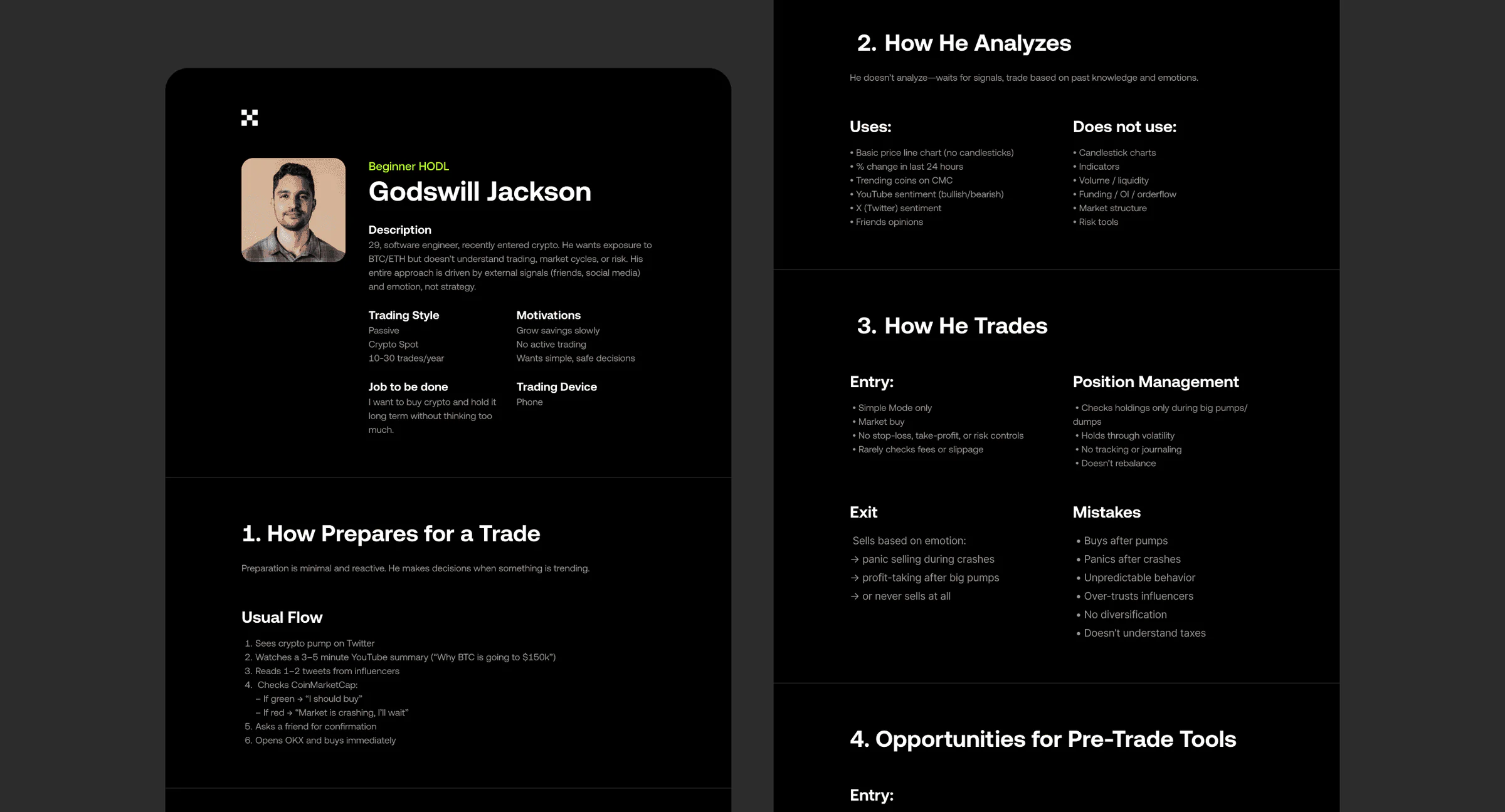 Personas, the problem map, and the modular trading workspace — 2 of 4