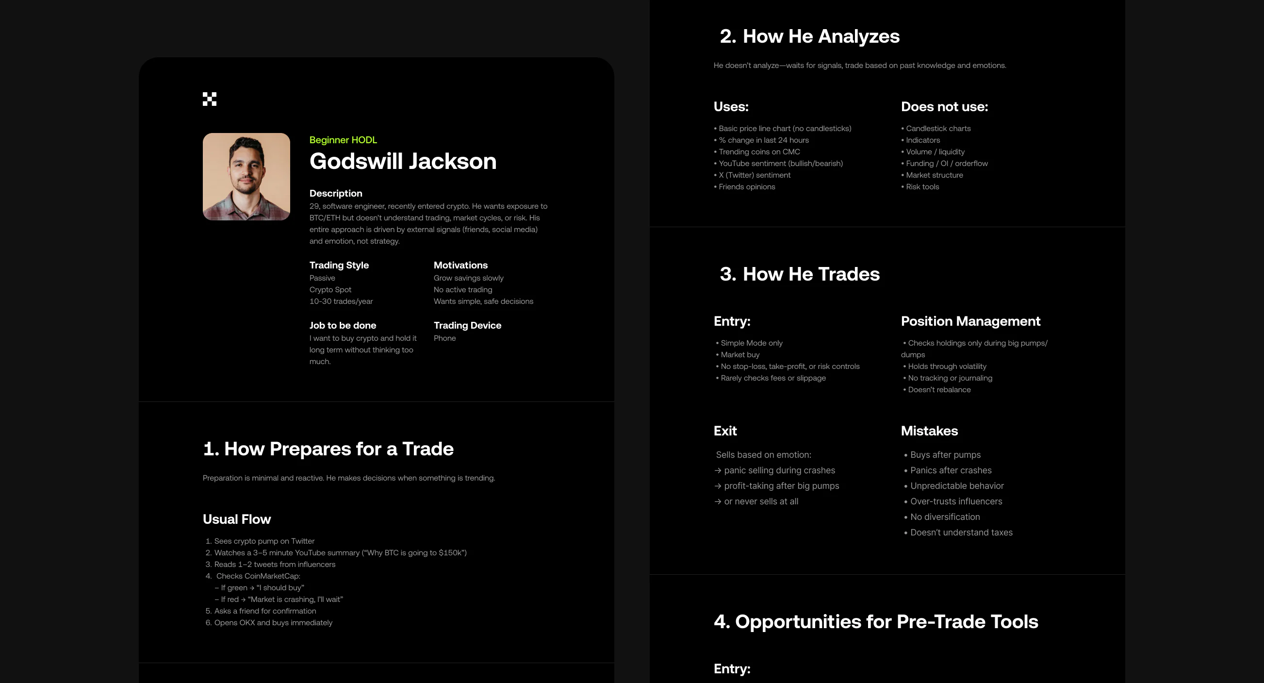 Personas, the problem map, and the modular trading workspace — 2 of 4