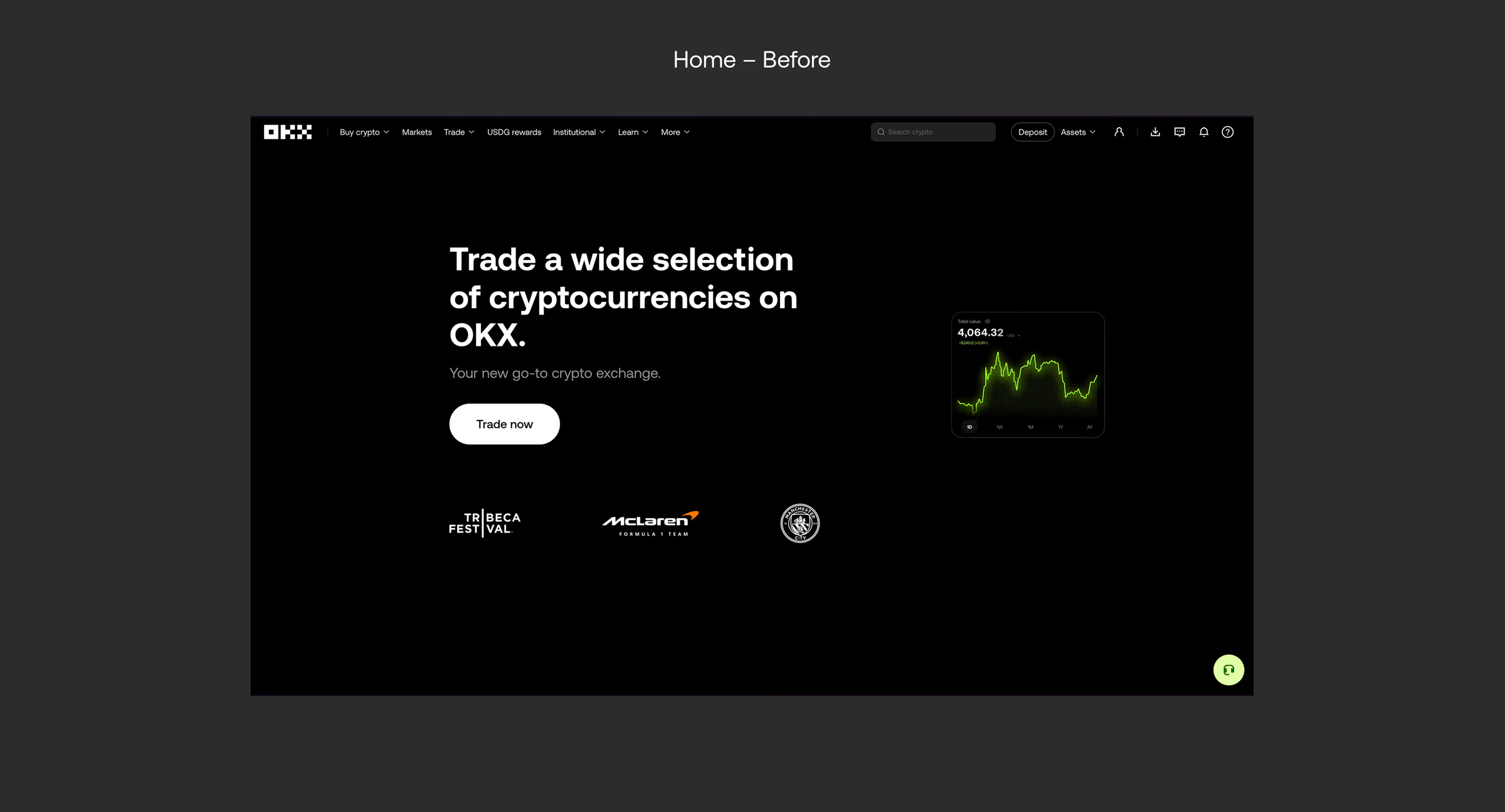 Home and Trade before and after, the updated navigation, and the derivatives suite — 1 of 6