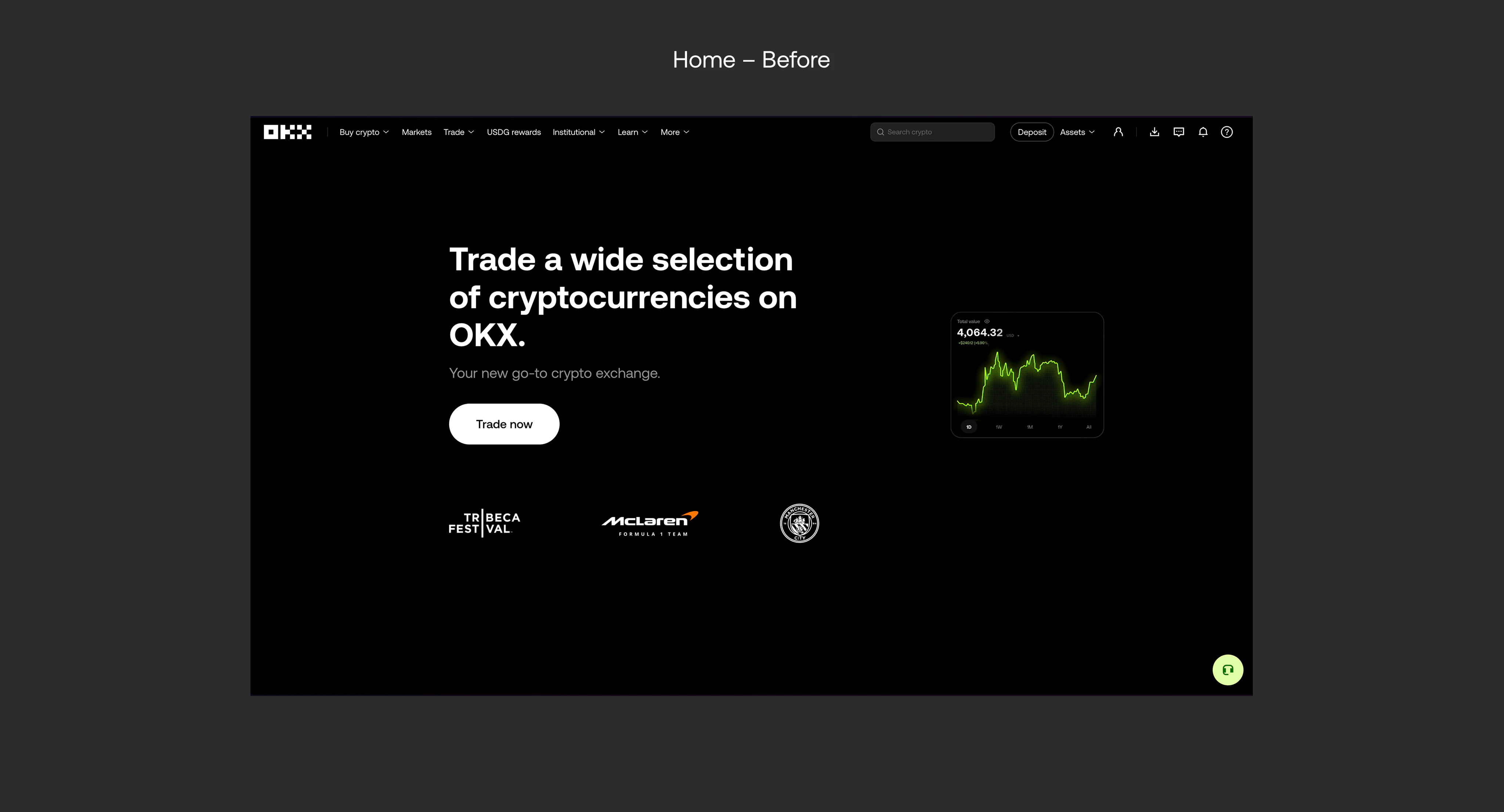 Home and Trade before and after, the updated navigation, and the derivatives suite — 1 of 6